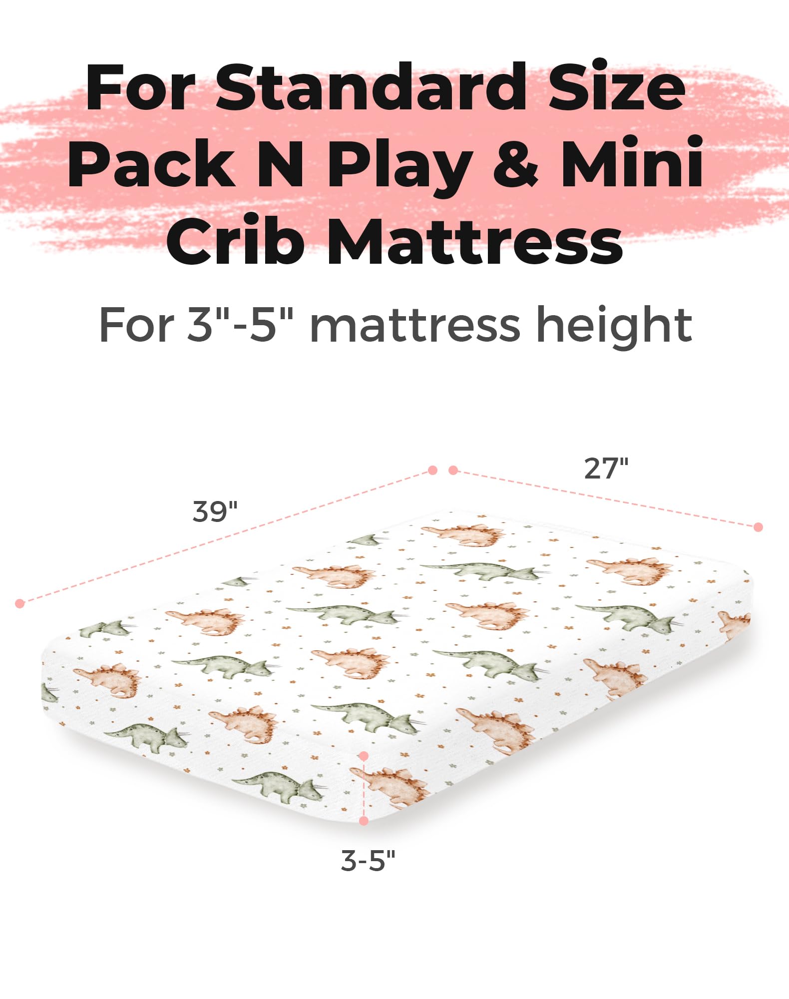 Woodiville mini crib sheets feature secure elastic band for flat, snug bedding.