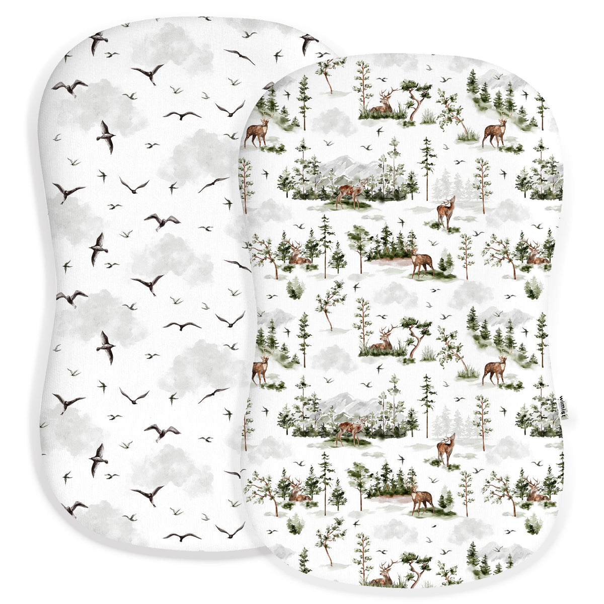 Woodiville Nature Escape cover two-pack shown in nursery, soft and breathable for baby comfort