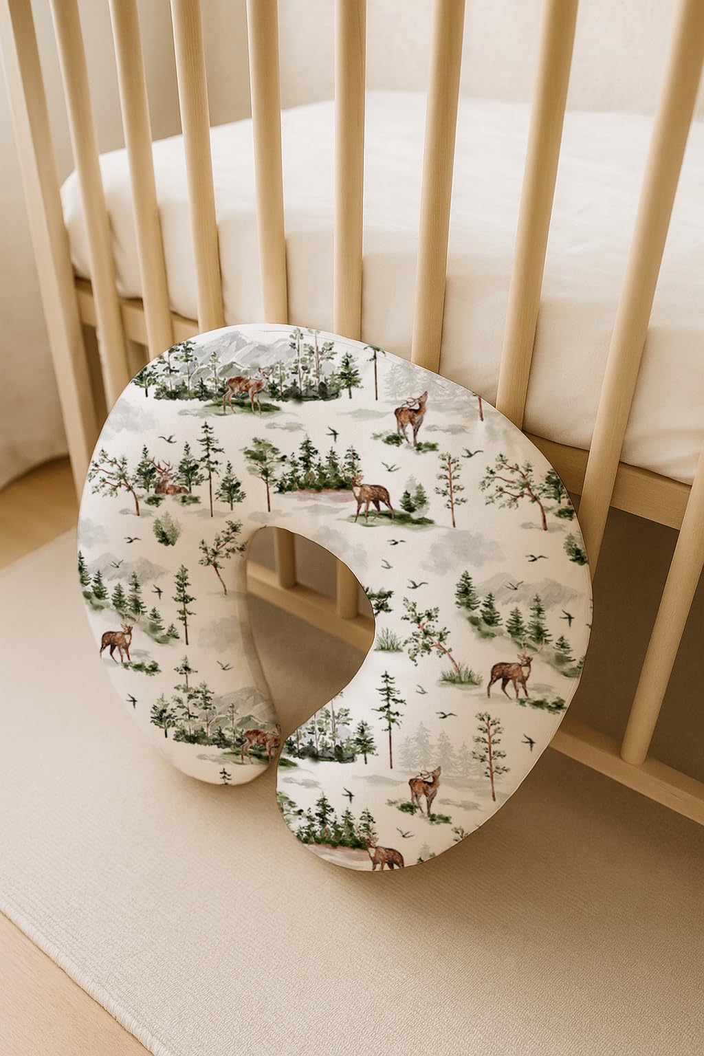 Woodiville nursing pillow cover neutral design complements any nursery