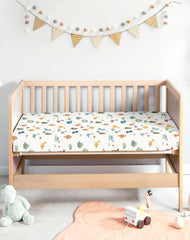 Woodiville 39x27 fit sheets snugly cover mini crib mattresses.