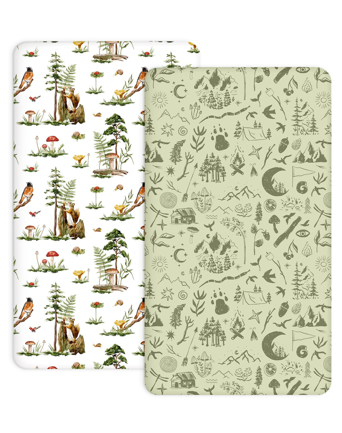 Woodiville Pack N Play Sheets Bear Tracks pattern provides silky comfort for baby.