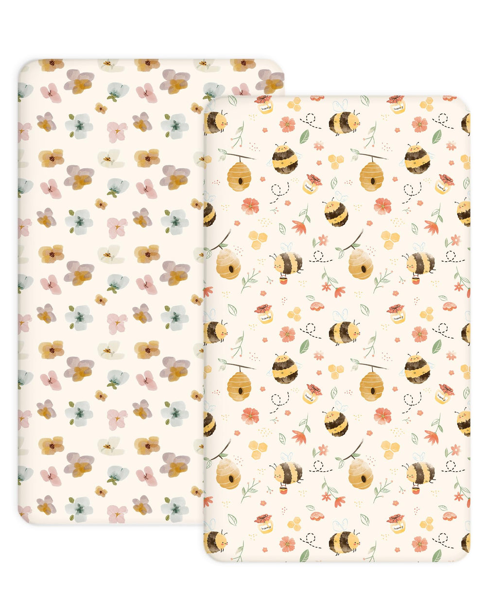 Woodiville Bee Happy pack n play pattern sheets for cozy naps.