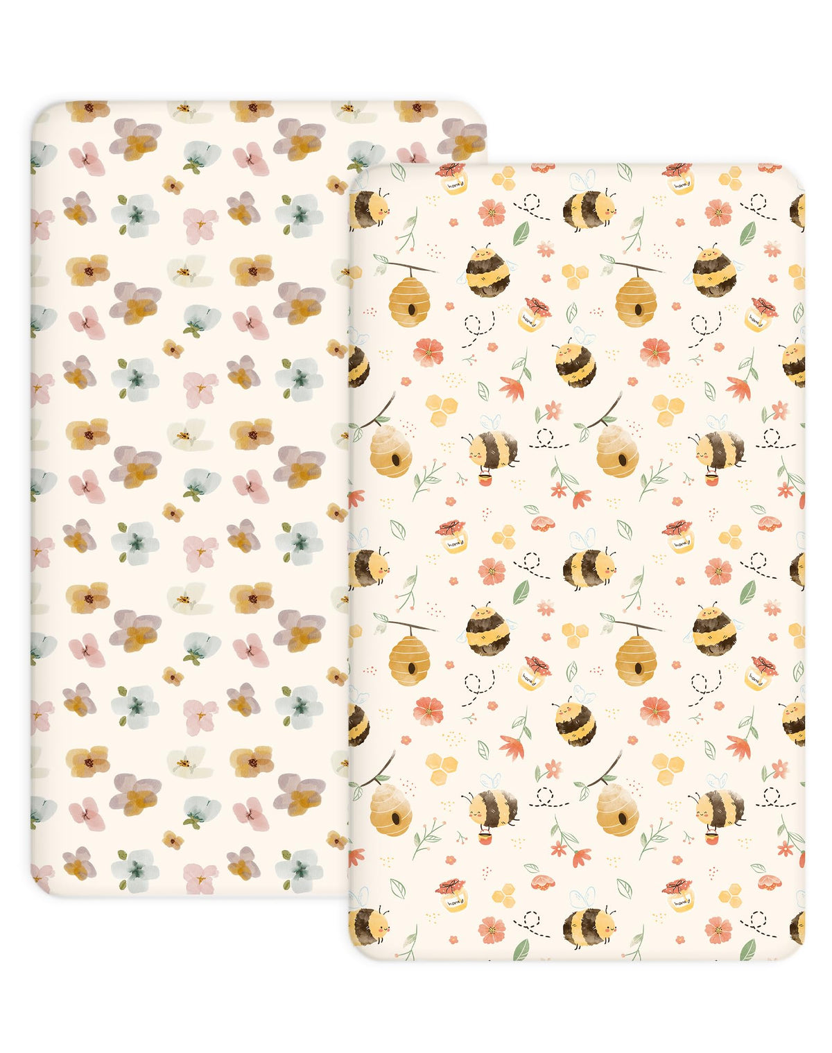 Woodiville Bee Happy pack n play pattern sheets for cozy naps.
