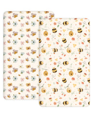 Woodiville Bee Happy pack n play pattern sheets for cozy naps.