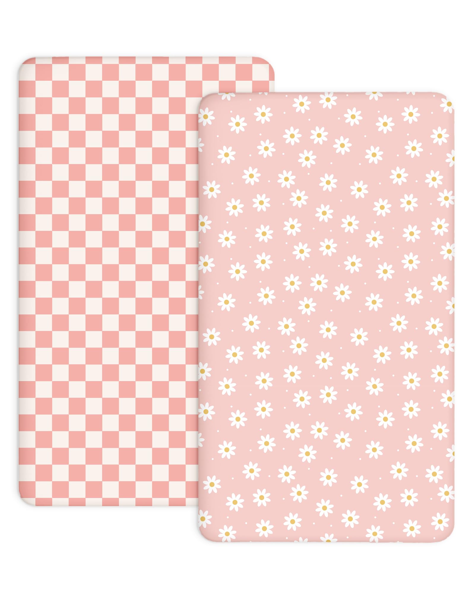 Woodiville Daisy Check fabric closeup shows silky soft jersey for baby comfort.