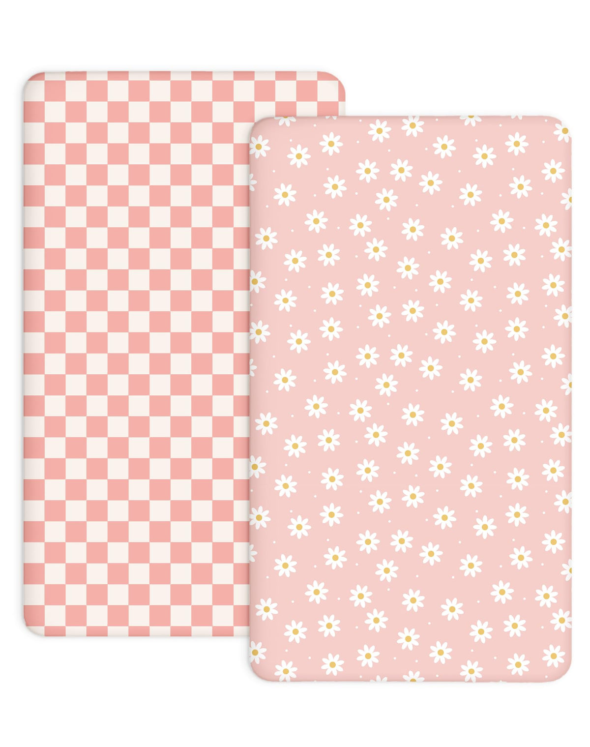 Woodiville Daisy Check fabric closeup shows silky soft jersey for baby comfort.