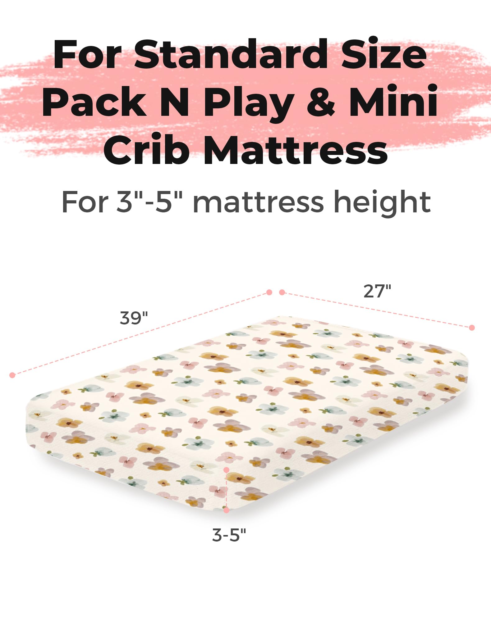 Woodiville pack n play sheets with a durable elastic band securing the surface