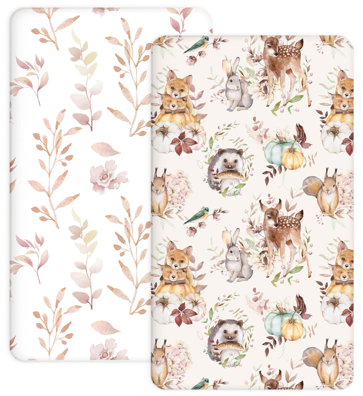 Woodiville Forest Friends pattern pack n play sheet offers breathable comfort.