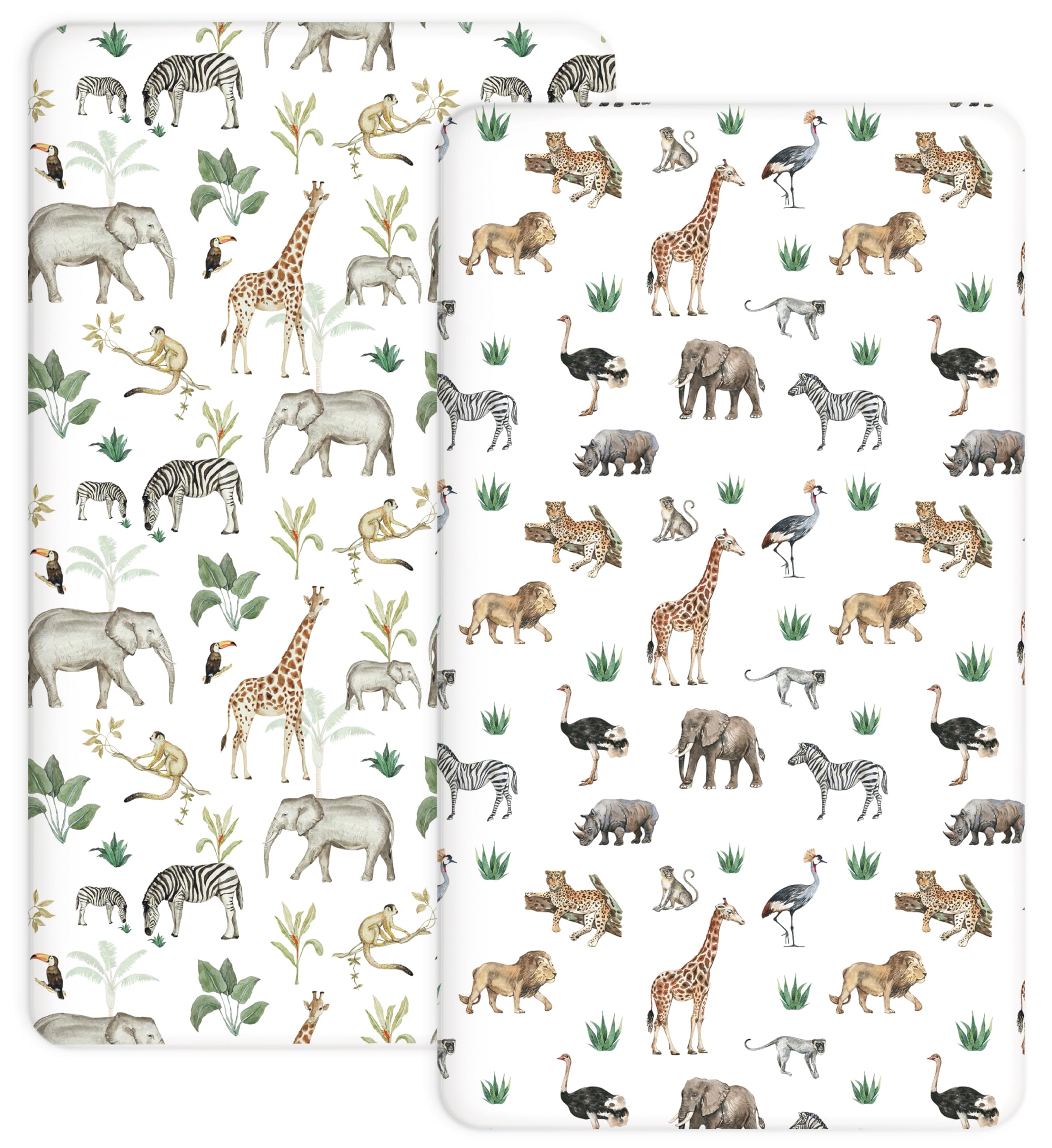 Woodiville Jungle Journey pattern pack n play sheets offer breathable, secure sleep.