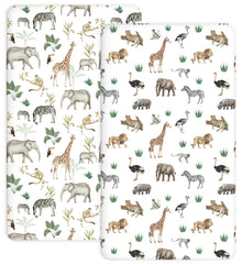 Woodiville Jungle Journey pattern pack n play sheets offer breathable, secure sleep.