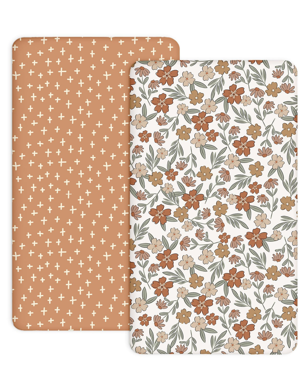 Woodiville Pack and Play Sheets, Rusty Garden close-up, silky fabric enhances baby comfort.