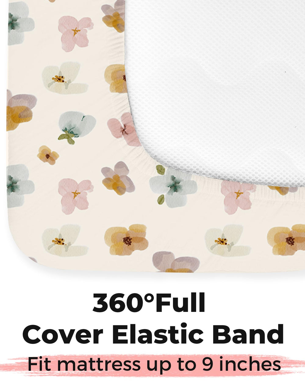 Woodiville Rosy Days crib sheets in machine wash and dryer, easy care.