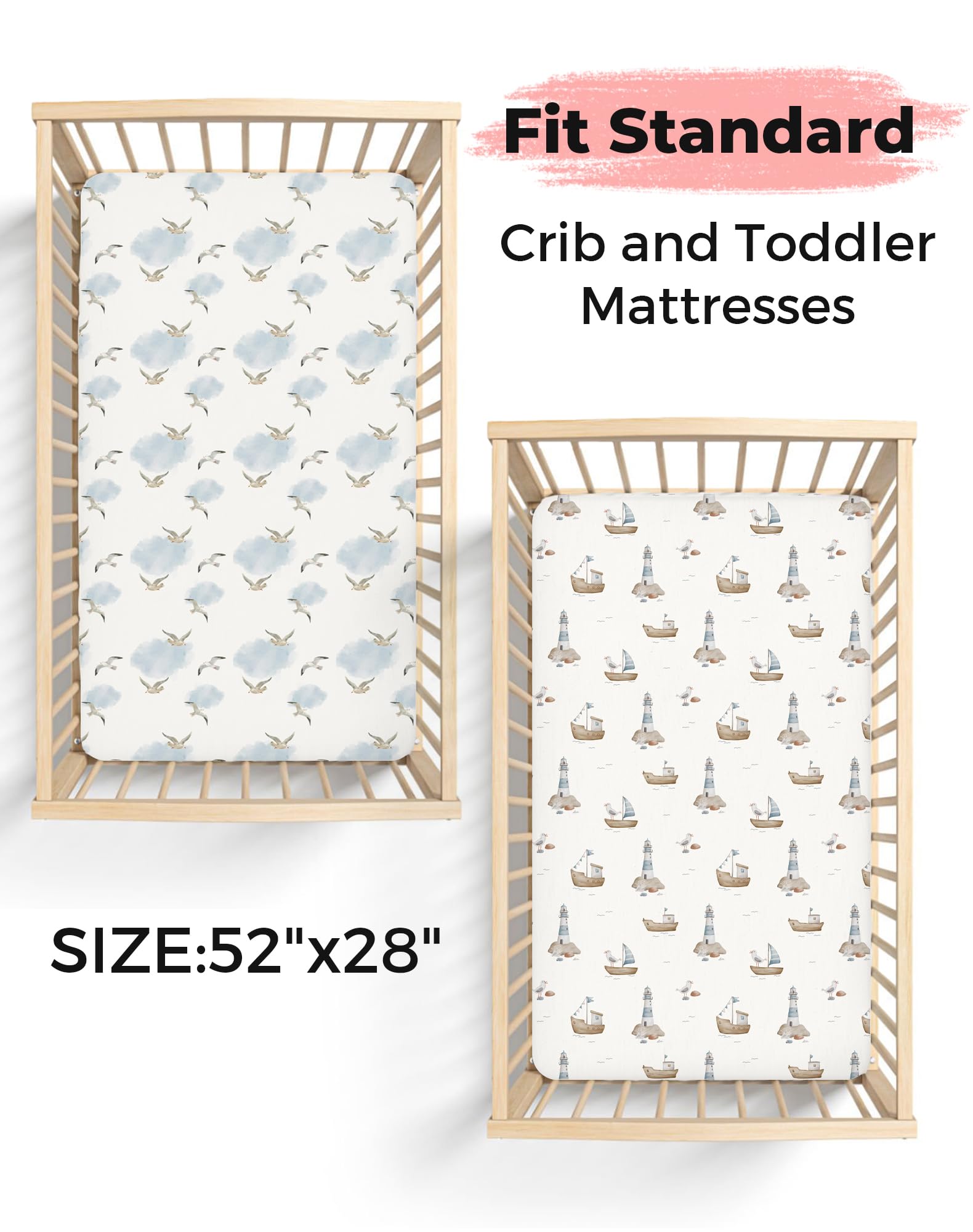 Woodiville fitted crib sheet with secure elastic band keeps sheet in place overnight.