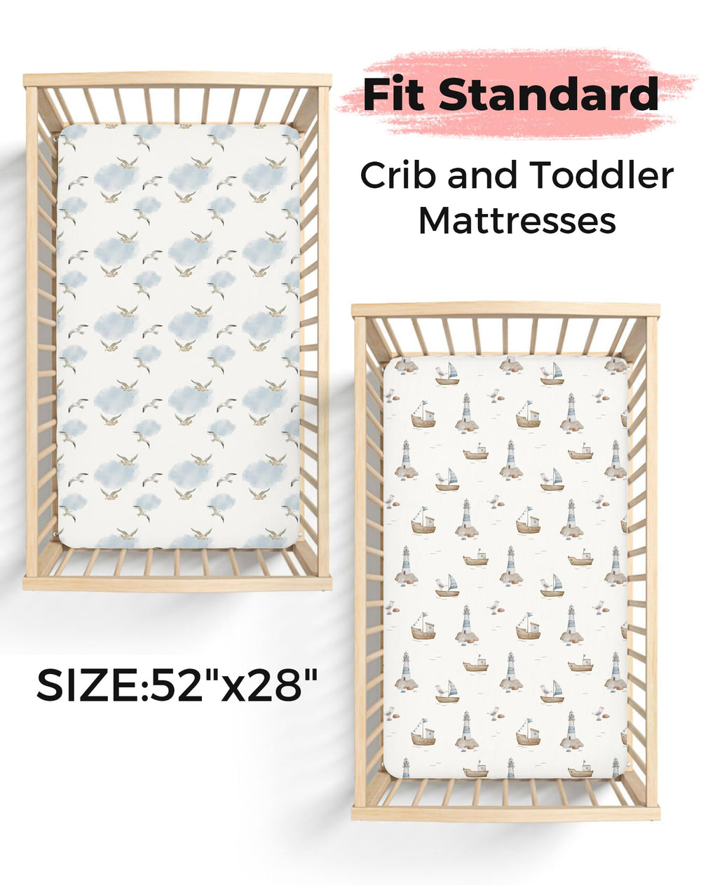 Woodiville fitted crib sheet with secure elastic band keeps sheet in place overnight.
