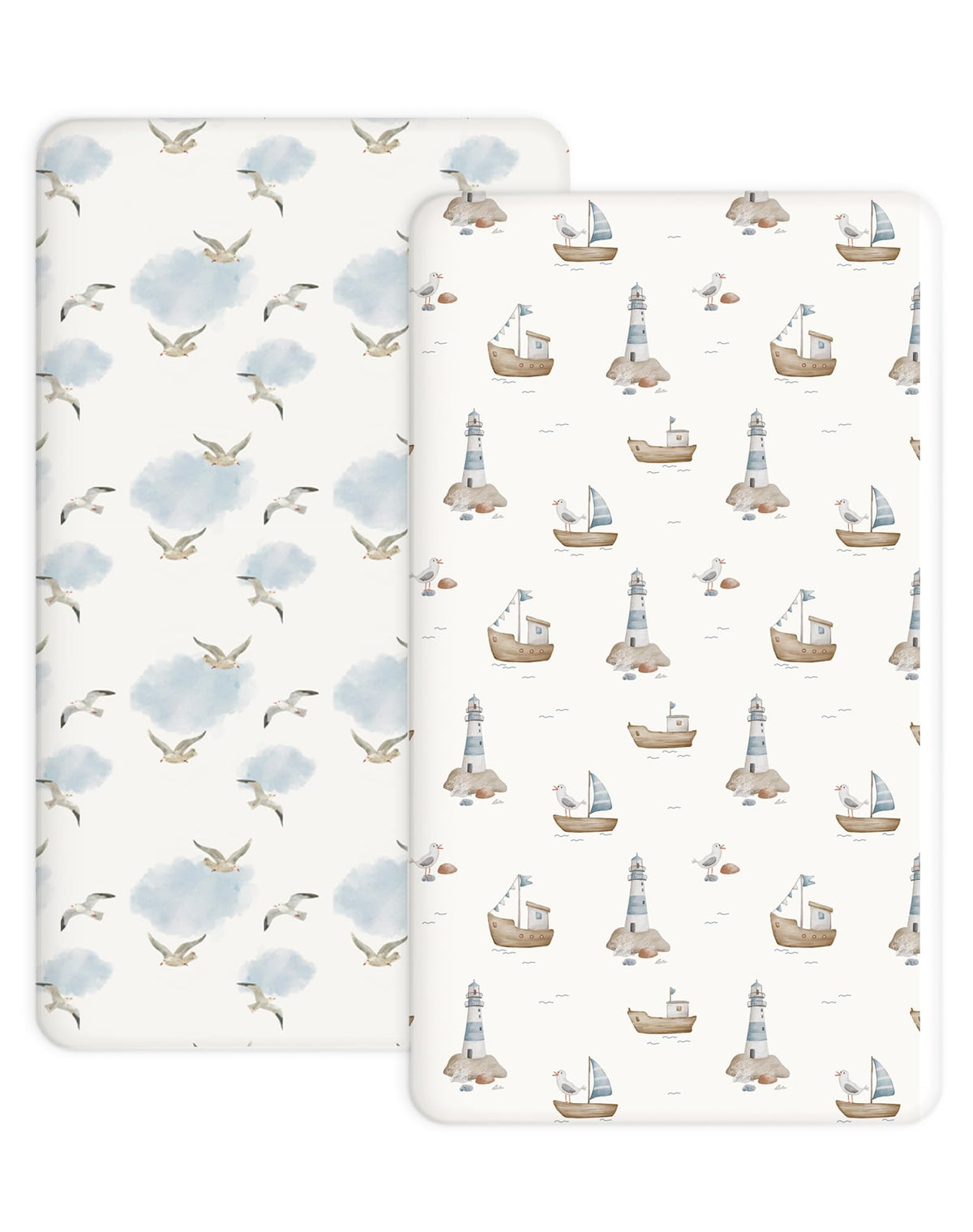 Woodiville Sailing Waves pack-n-play sheet fits snugly on standard mattresses for a secure, comfortable surface.