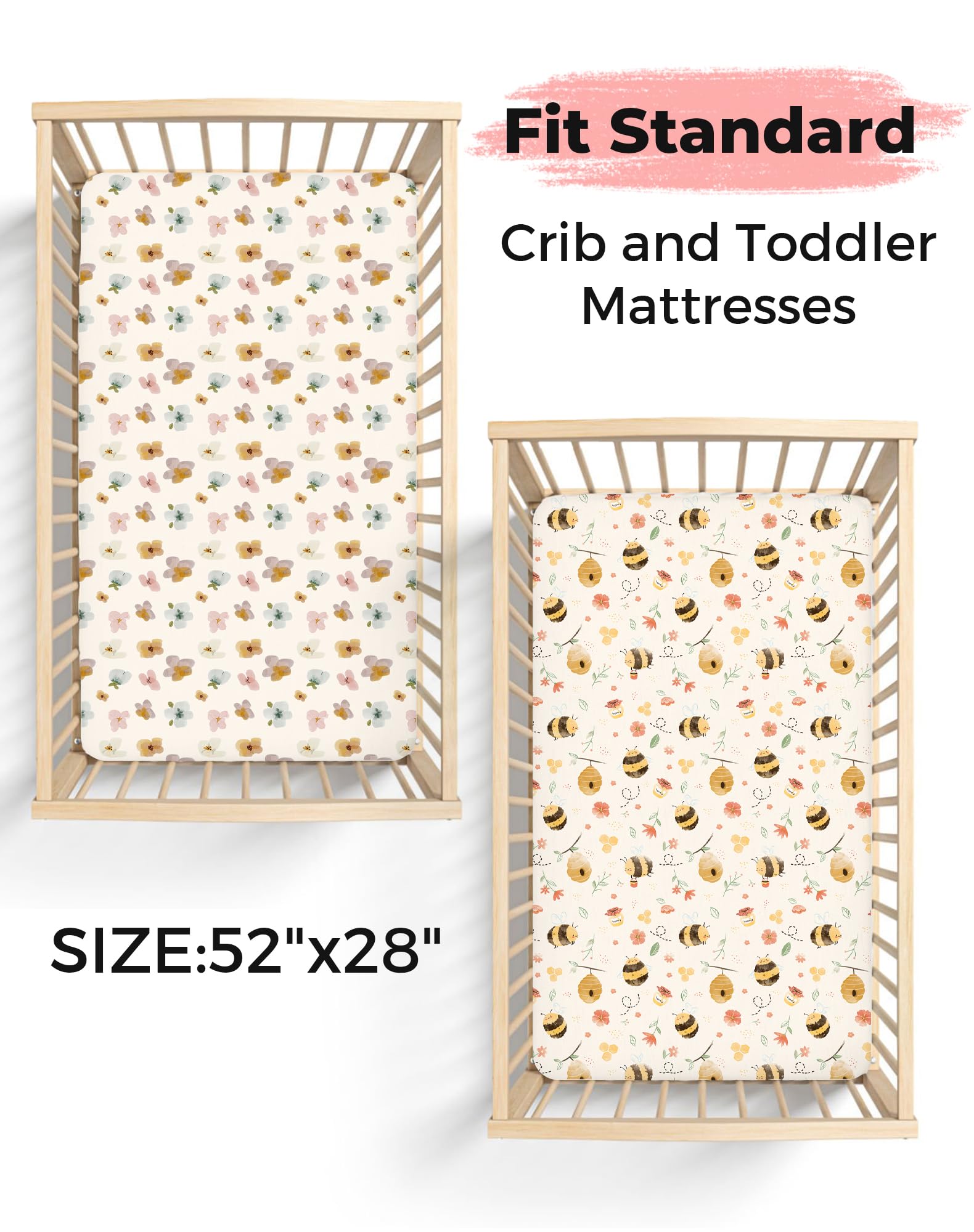 Woodiville crib sheet with durable elastic band for secure fit.