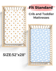 Woodiville Snug Fit crib sheets keep the surface smooth and secure