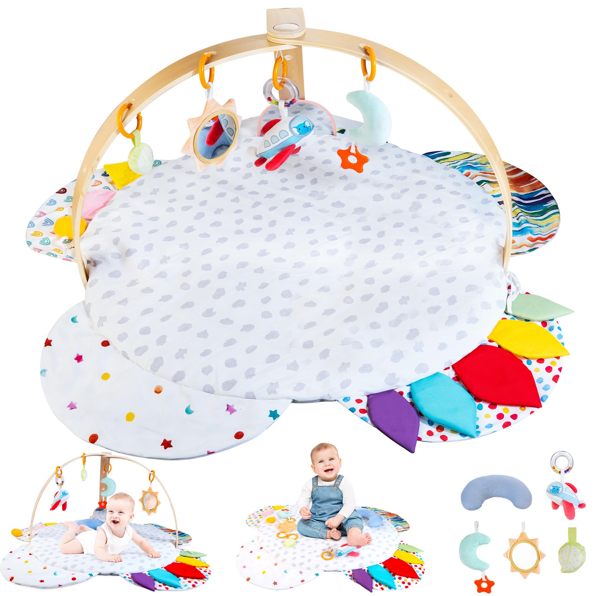 WOODMAM Baby Play Gym Arch showcases a sturdy design for safe tummy time and exploration.