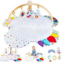 WOODMAM Baby Play Gym Arch showcases a sturdy design for safe tummy time and exploration.