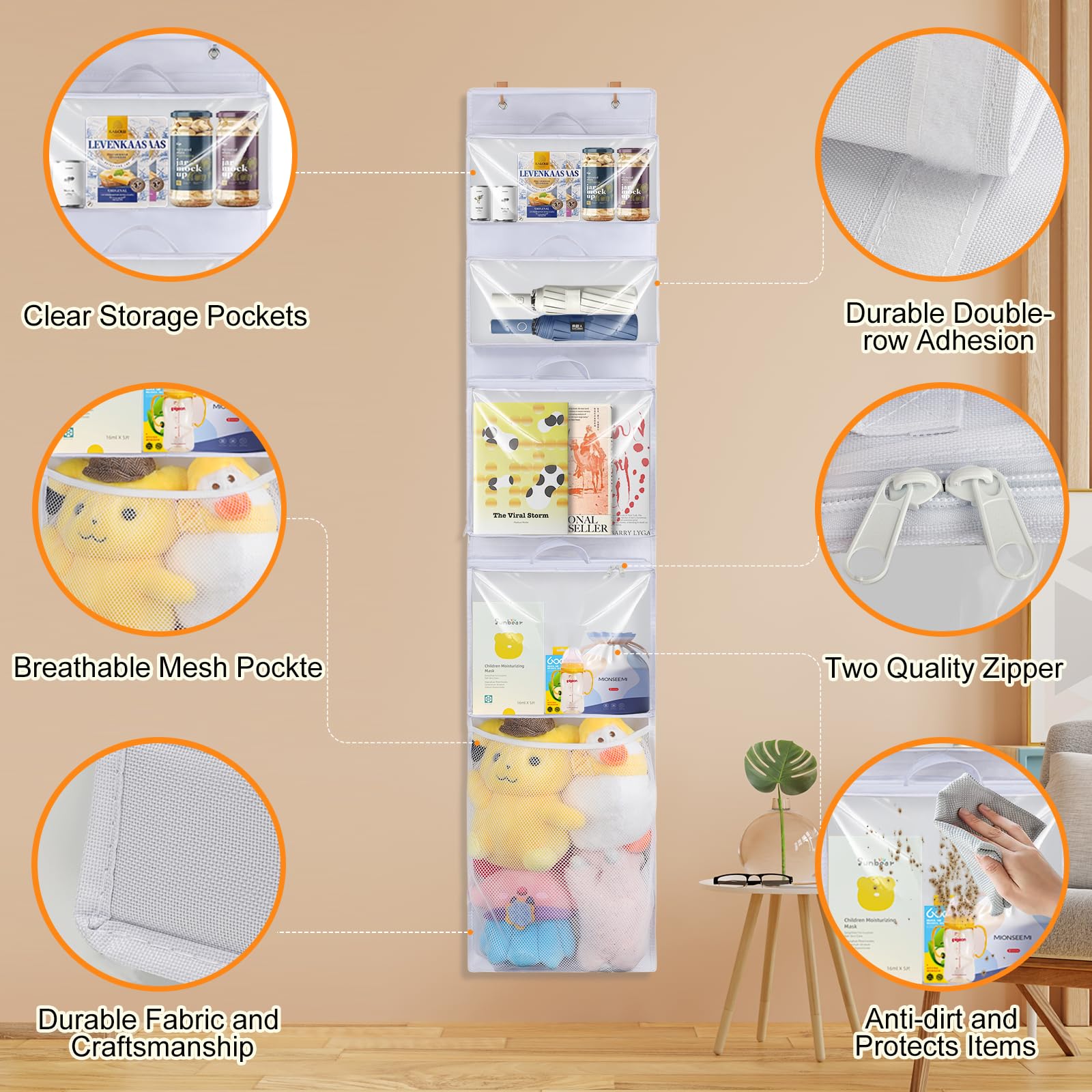 Woodoulogy back storage pocket expands space for flat items.