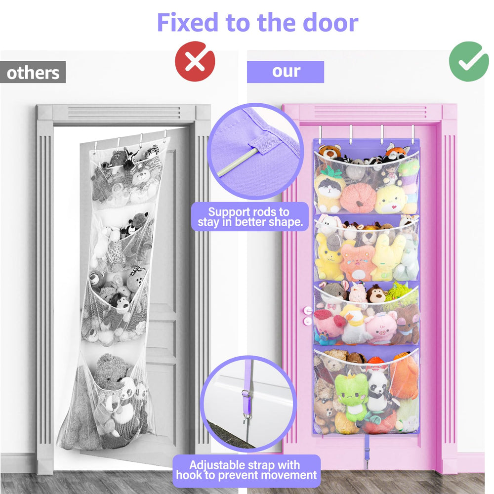 Woodoulogy behind-door storage saves floor space in the nursery.