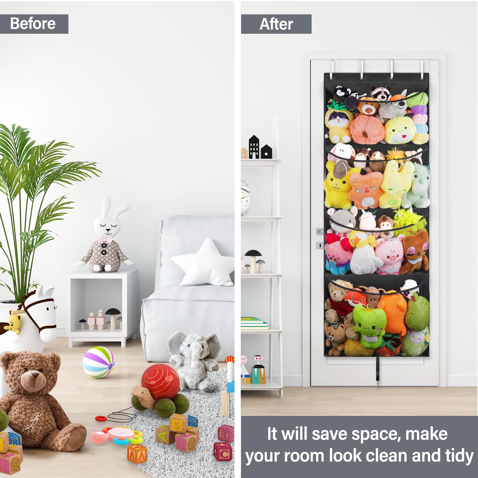 Woodoulogy door-hook and rod system secures the organizer for reliable hanging