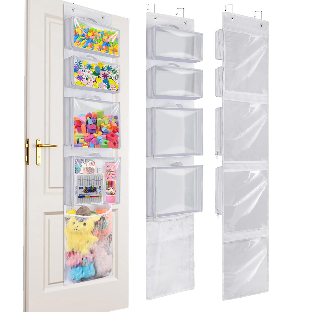 Woodoulogy over-door organizer pockets for quick, visible storage.