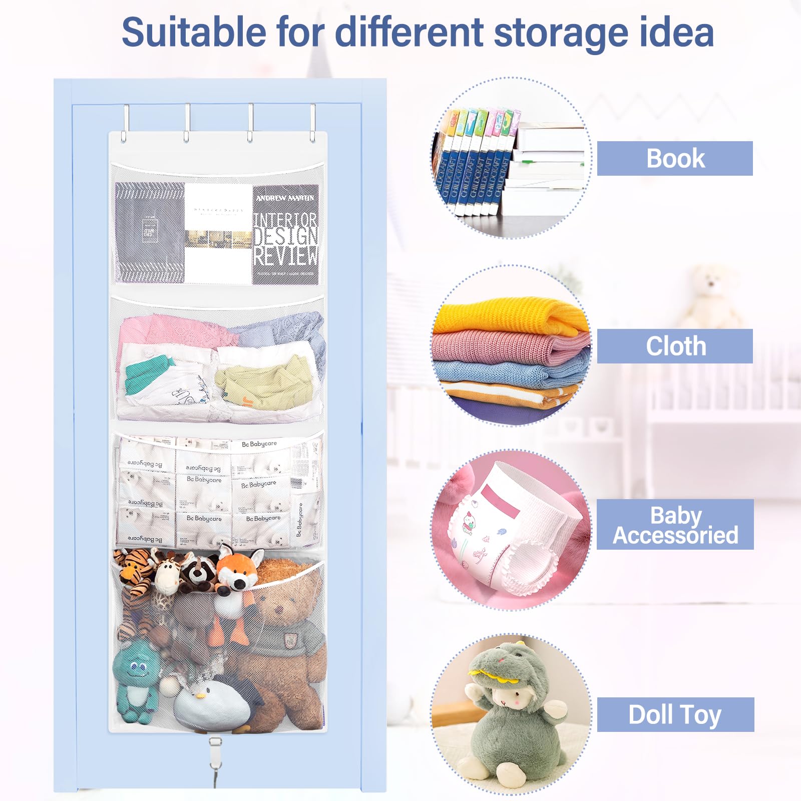 Woodoulogy space-saving organizer doubles as a baby item holder