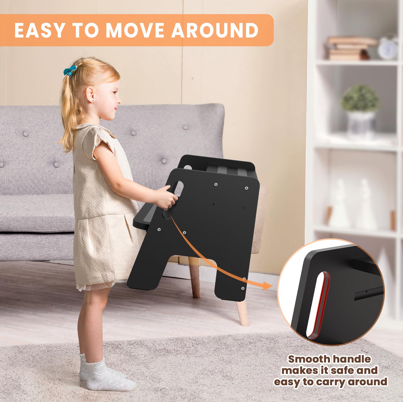 Woodure step stool with slip-resistant base for stable use on wet or slick floors.