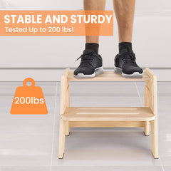Woodure two-step stool with stain-resistant surface for easy cleaning