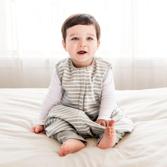 Woolino 4 Season Baby Sleep Bag Gray organic cotton outer close-up for breathability