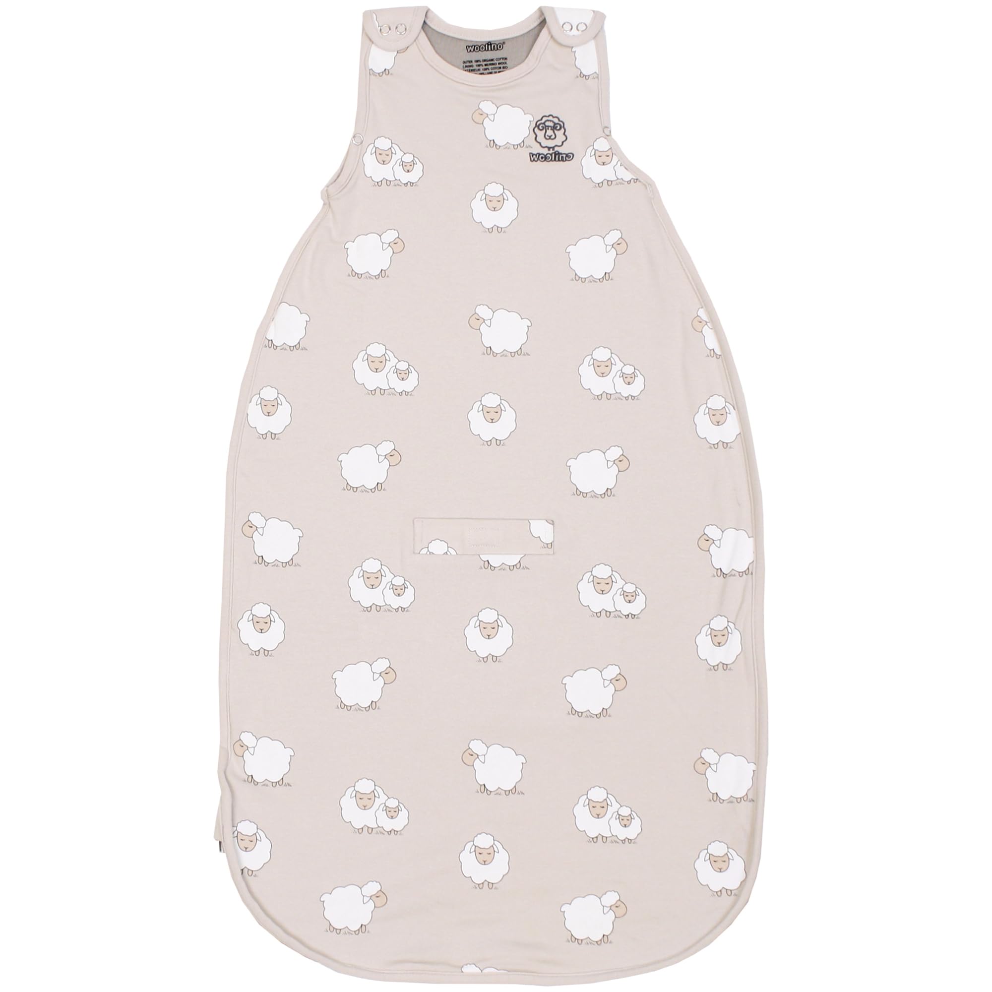 Woolino front view sleeping sack for all season toddler comfort.