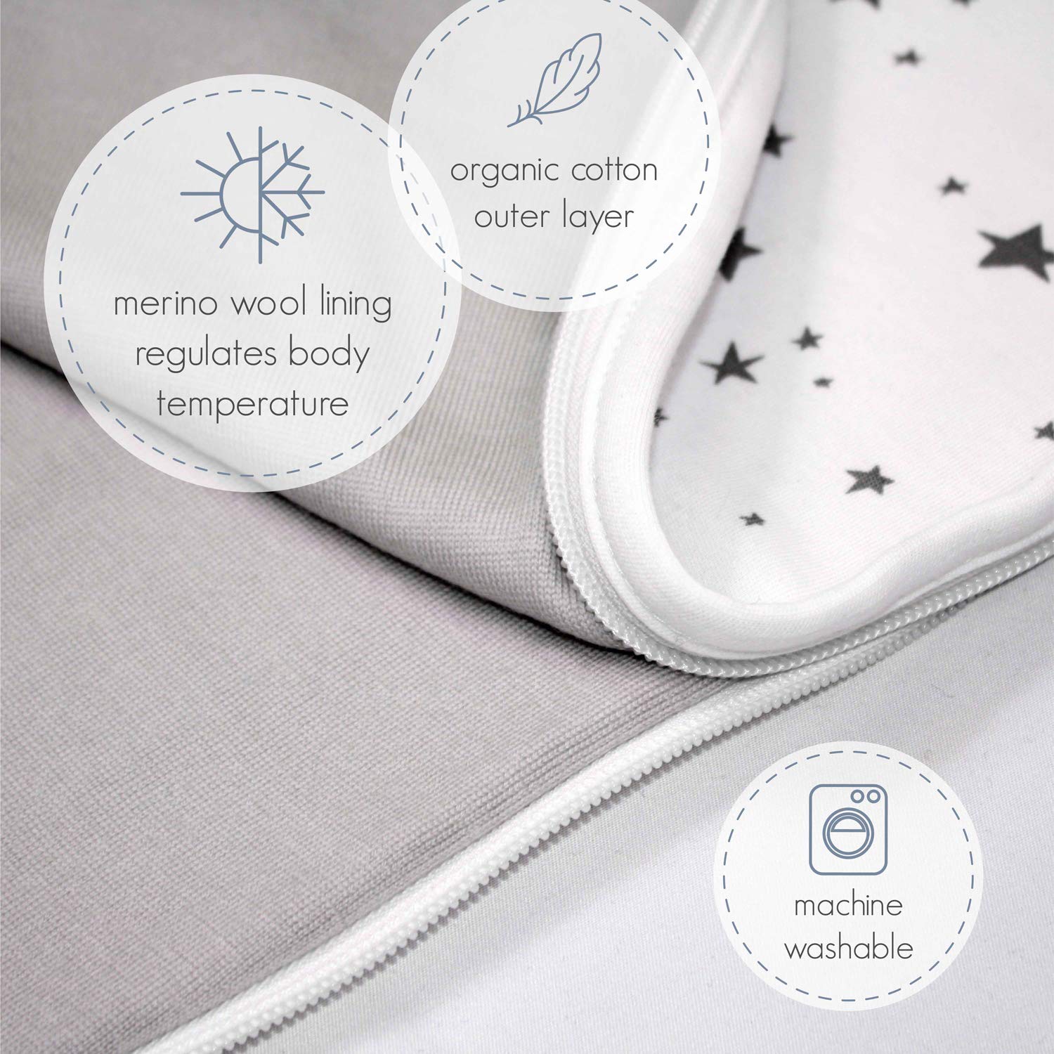 Woolino 4-season use demonstrates temperature regulation with merino lining
