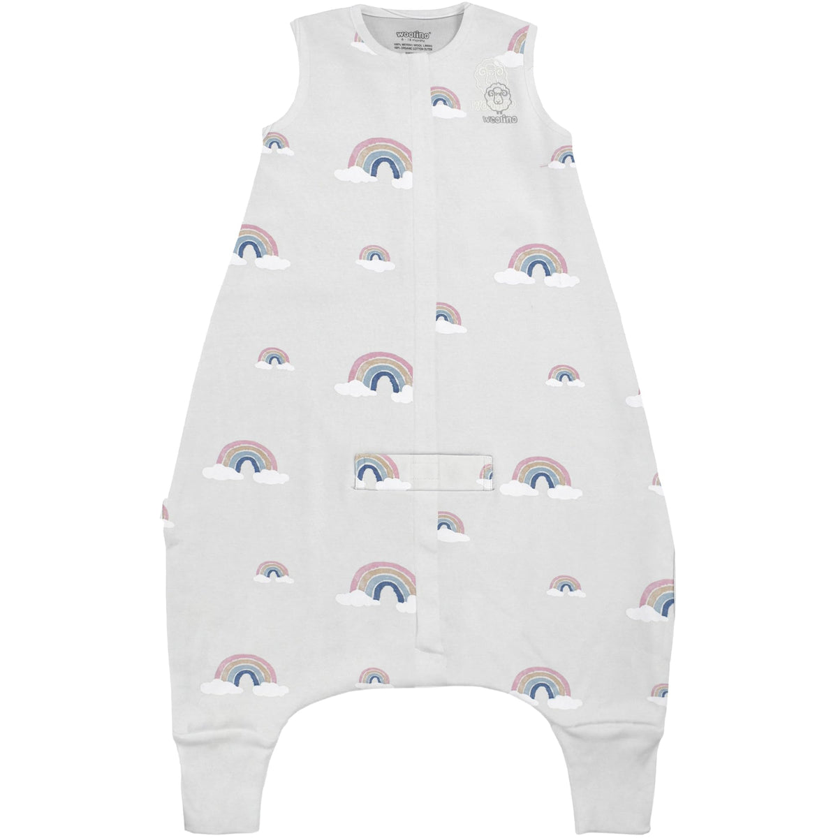 Woolino baby sleep bag with feet opening for mobility and comfort.