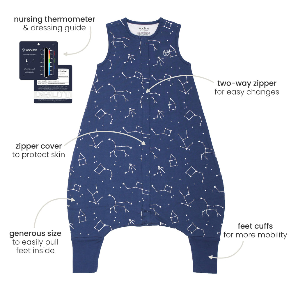 Woolino bottom zipper simplifies diaper changes.