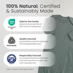 Woolino infant nightgown bottom elastic band makes diaper changes simple.