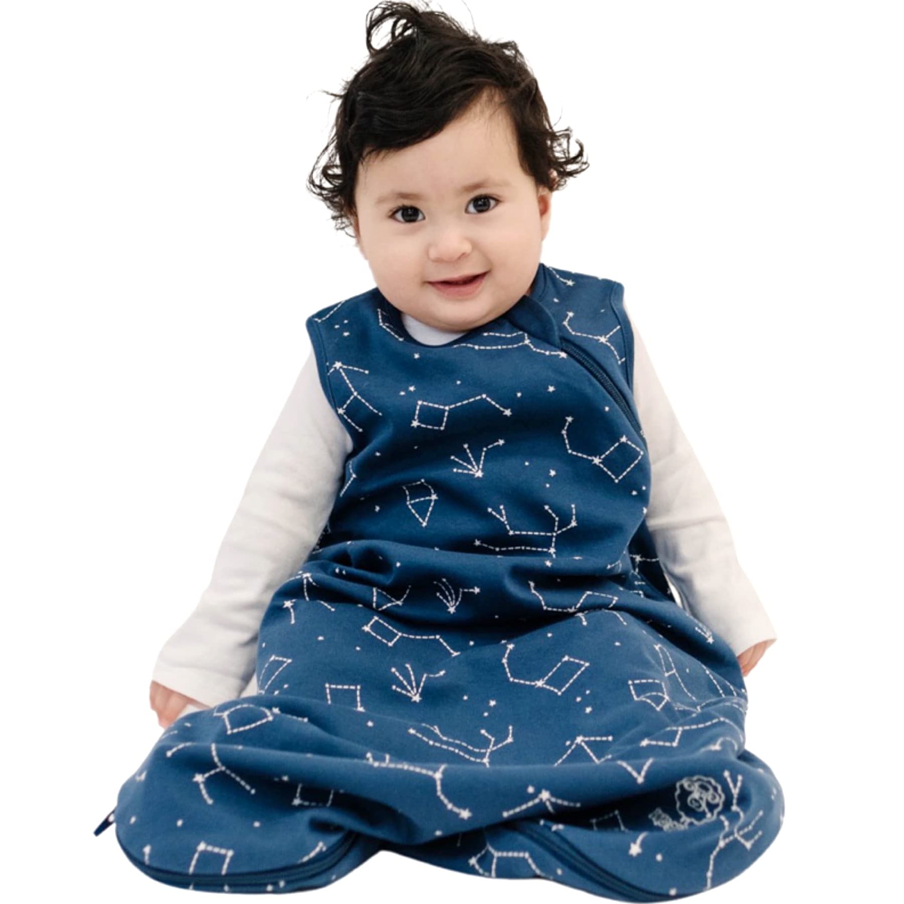 Woolino Merino sleep bag Night Sky close-up showing ultra-soft lining for cozy sleep.