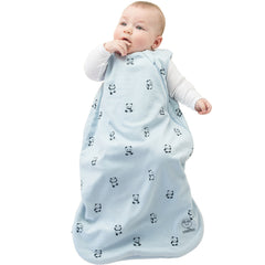 Woolino Panda merino sleep bag top view with soft lining for comfort.