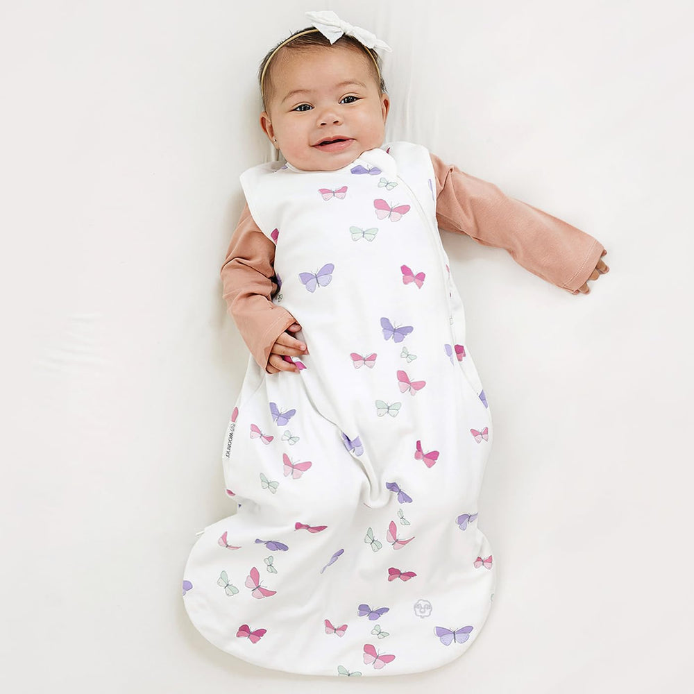 Woolino merino sleep sack opened flat for easy dressing and changes