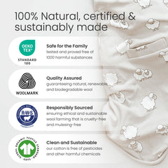 Woolino organic cotton outer close-up highlighting breathable natural fabric.