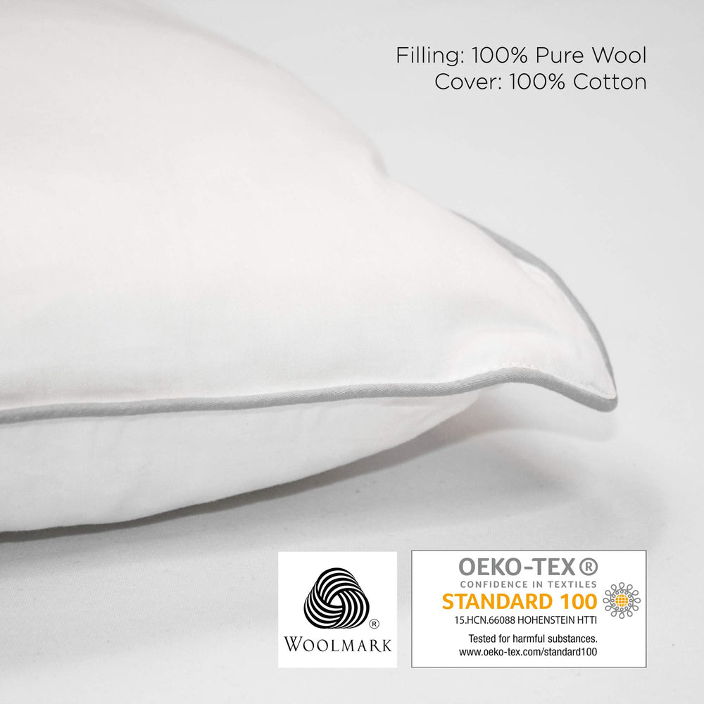 Woolino pillowcase provides protective zipper for easy care.