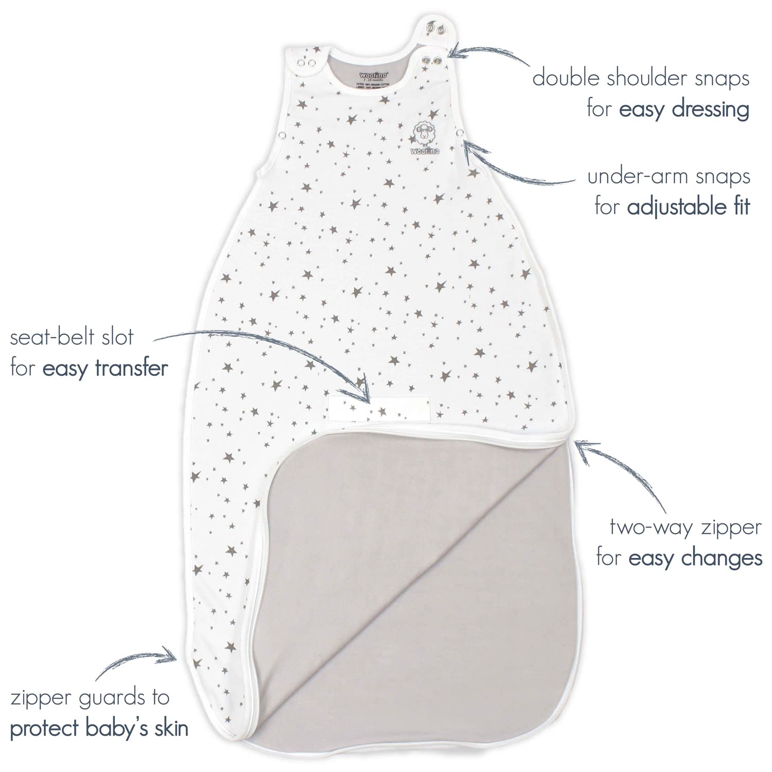 Woolino bag in crib use for cozy night-time comfort