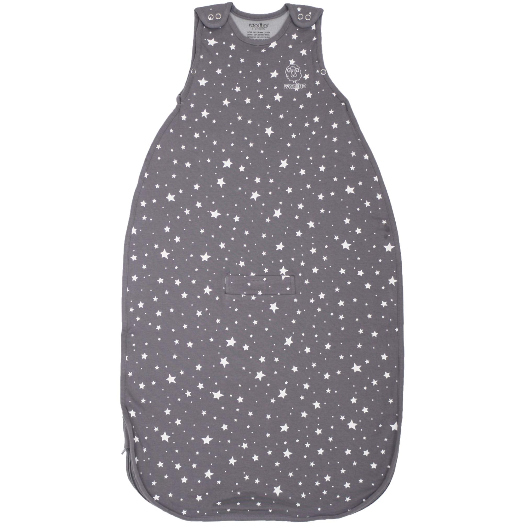 Woolino star-gray sleeping sack with merino wool lining for breathable warmth