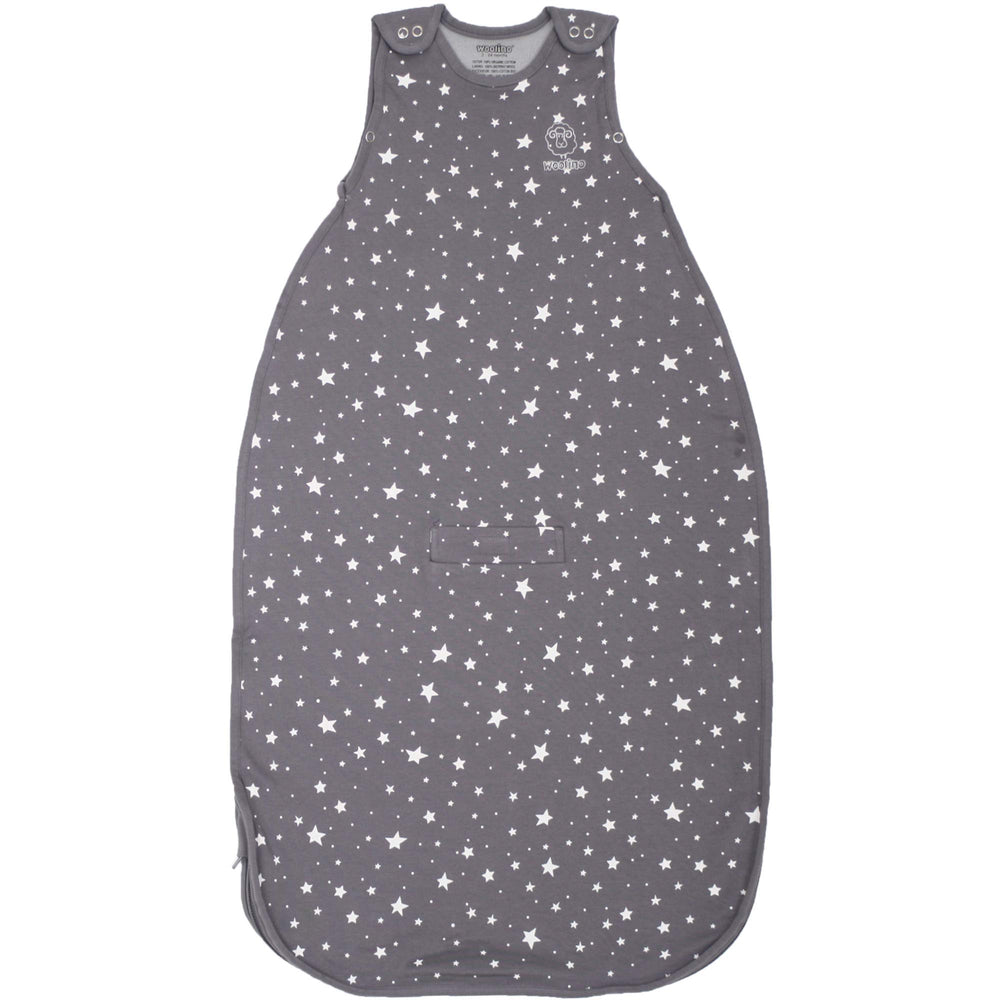 Woolino star-gray sleeping sack with merino wool lining for breathable warmth