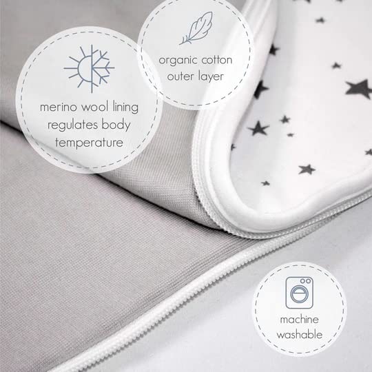 Woolino star-gray seat-belt slots for stroller transfers