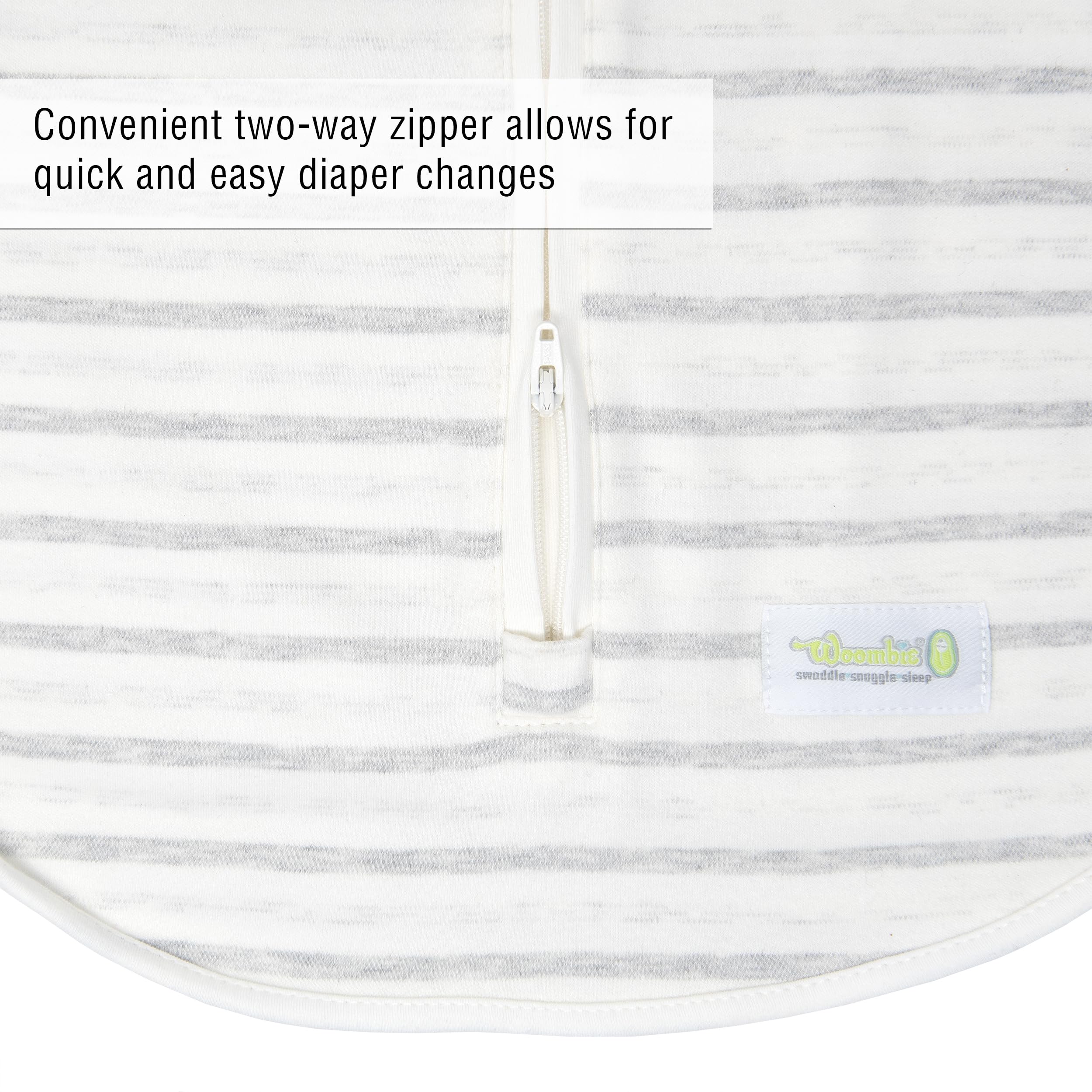 Woombie Grow With Me breathable fabric keeps air flowing for baby comfort.