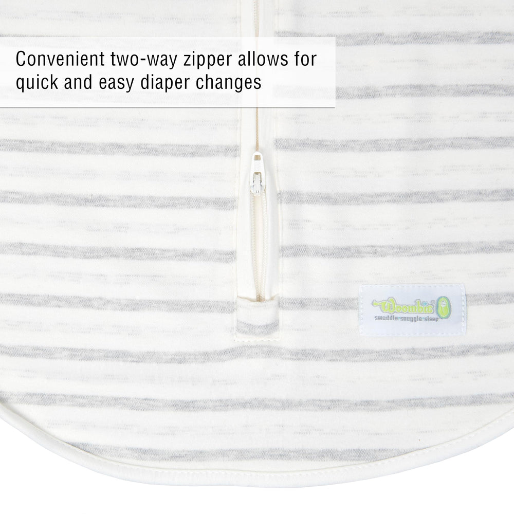 Woombie Grow With Me breathable fabric keeps air flowing for baby comfort.