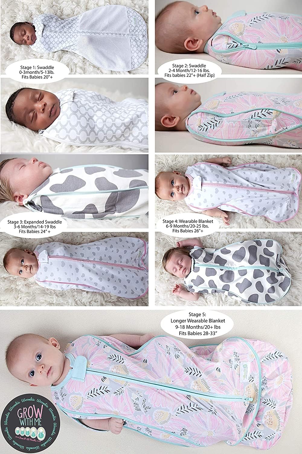 Woombie Grow With Me promotes natural movement with cushioned, cuddled feel.