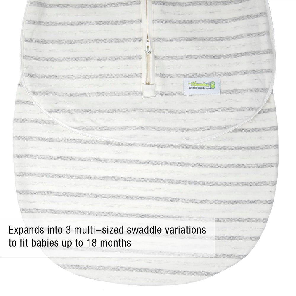 Woombie Grow With Me two-way zipper simplifies diaper changes at night.