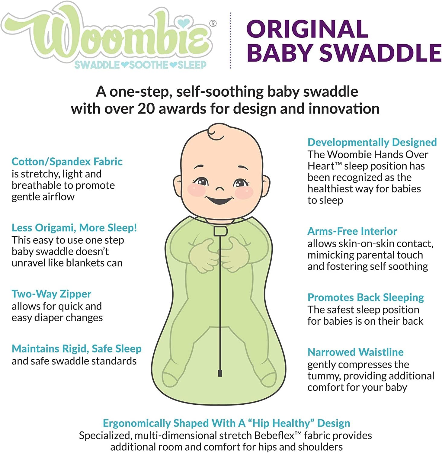 Woombie Original cotton-spandex fabric close-up showing breathable stretch